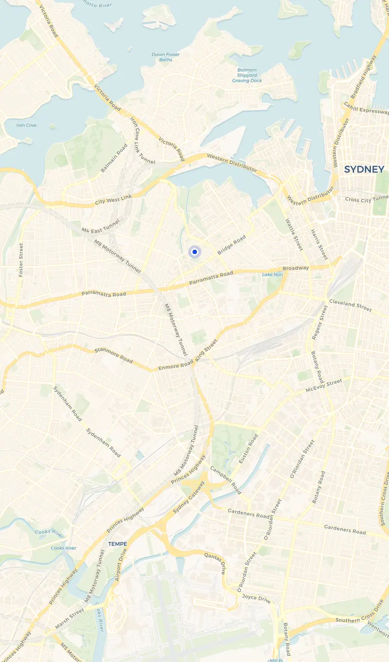 Map of the Forest Lodge service area and the surrounding suburbs we cover.